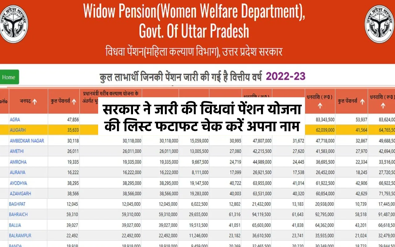 UP Vidhwa Pension Yojana List