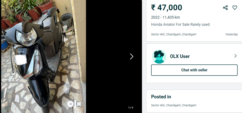 Honda Aviator ₹47,000: Low Mileage, One Owner