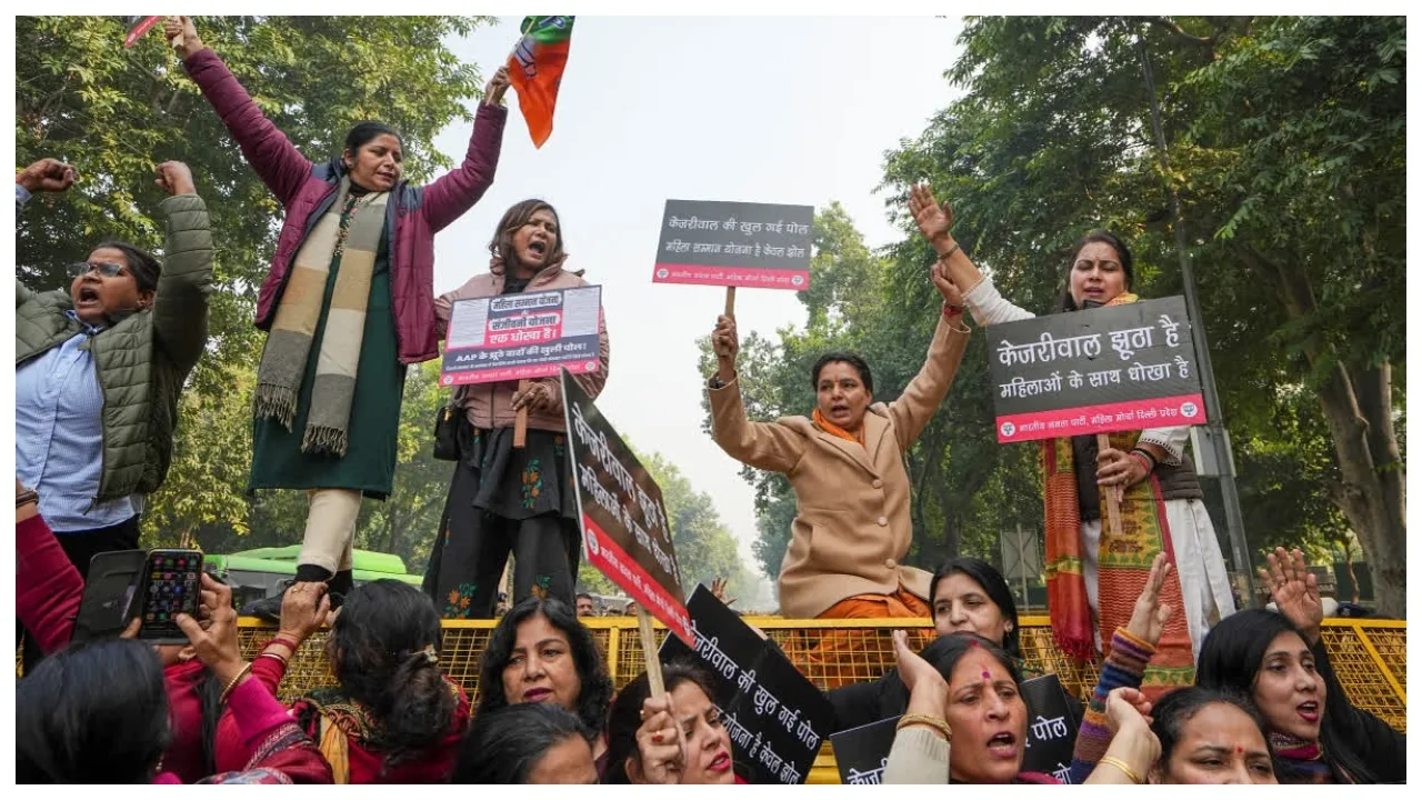 BJP Mahila Morcha protests