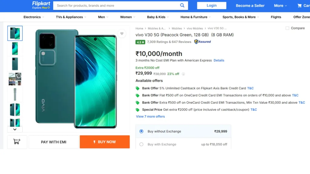 Vivo V30 5G Smartphone Offer and Discount