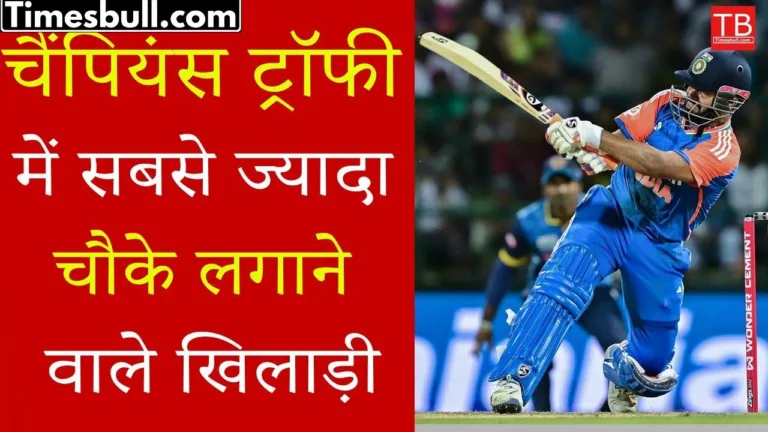 Name of the top 10 players who hit the most fours in the history of Champions Trophy