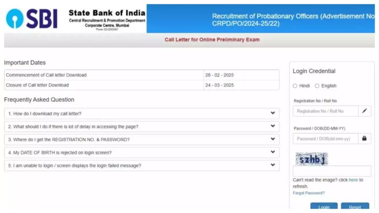 SBI PO Admit Card 2025 Declared – Admit Card Download at sbi.co.in. Here Exam Date