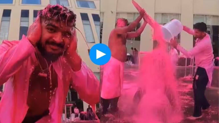 Watch: Riyan Parag Holi Video Goes Viral, RR Star Drenched in Colors, Dances to ‘Holiya Mein Ude Re Gulal’