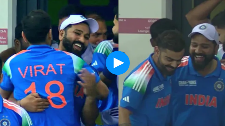 Watch: Virat Kohli & Rohit Sharma Embrace Warmly as Team India Celebrates a Thrilling Victory in the Dressing Room!