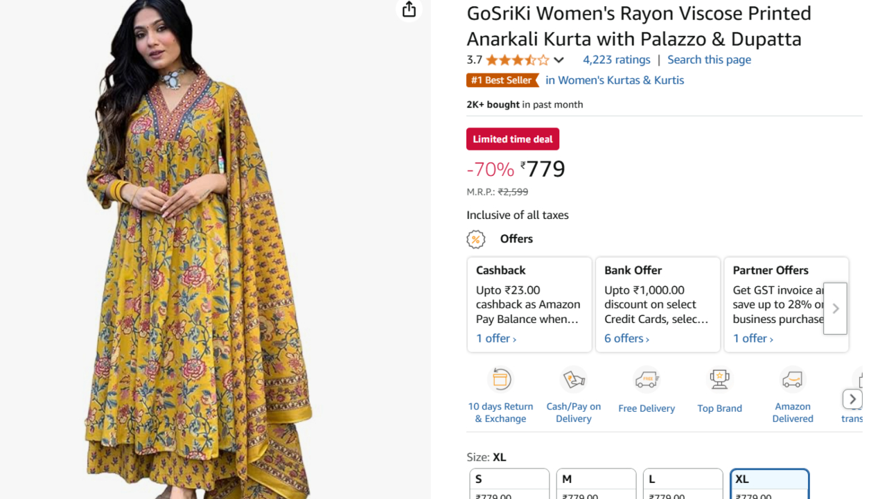 GoSriKi Women's Anarkali Kurta Set