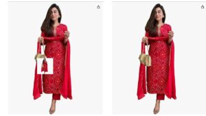 Amazon Summer Session Sale : 75% Discount on GoSriKi Women's Bandhej Kurta Set