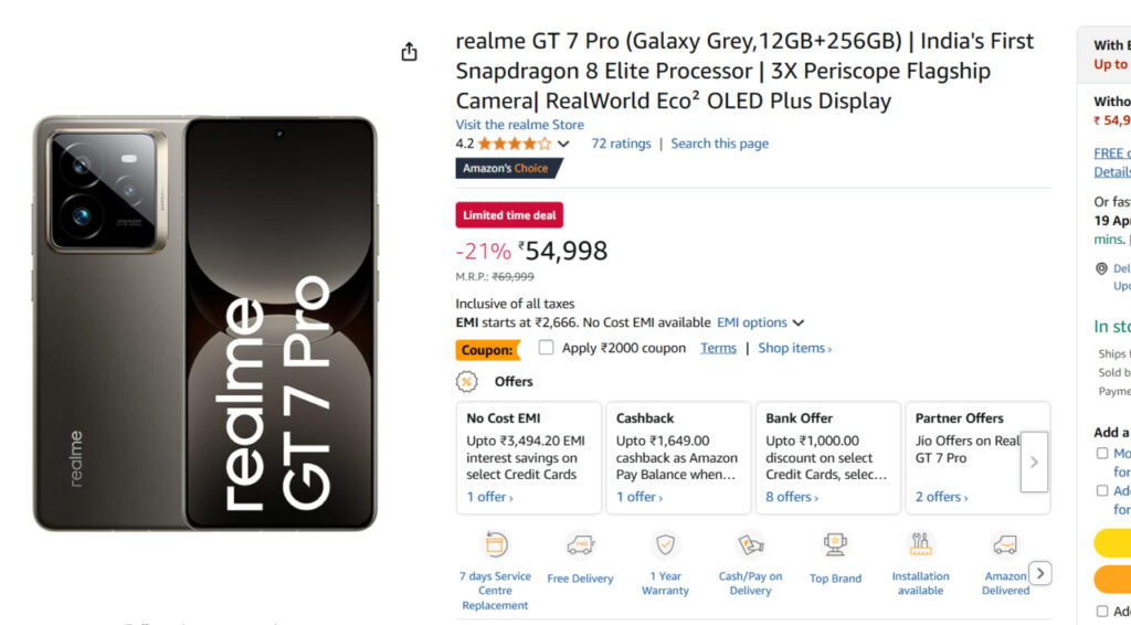Realme GT 7 Pro Big Discount