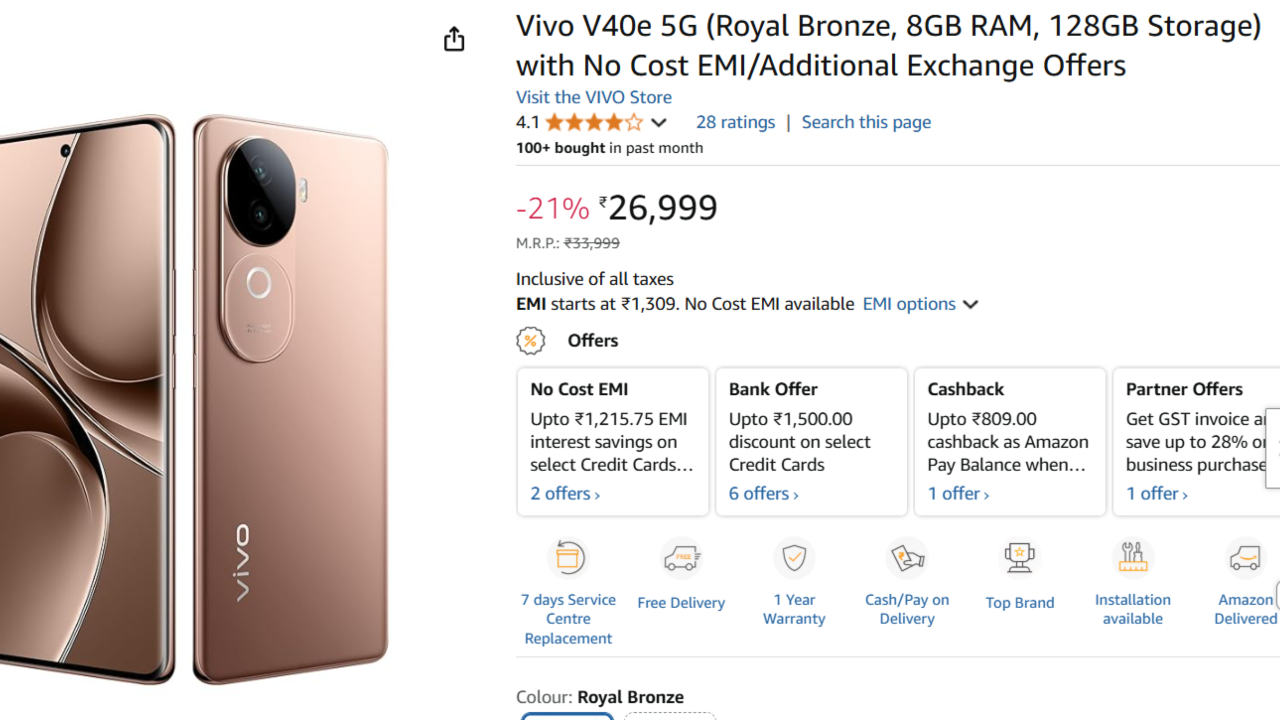 Vivo V40e 5G Big Discount on Amazon