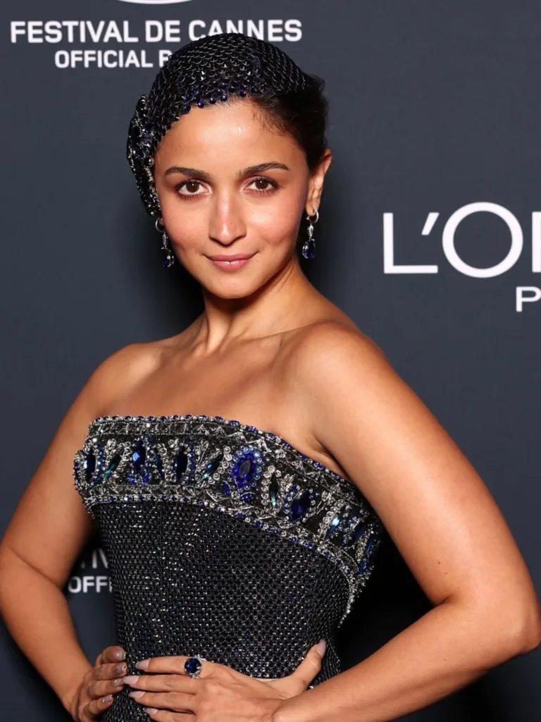 Alia Bhatt Glamorous in Armani Privé Blue Gown with Matching Headpiece, See Photos