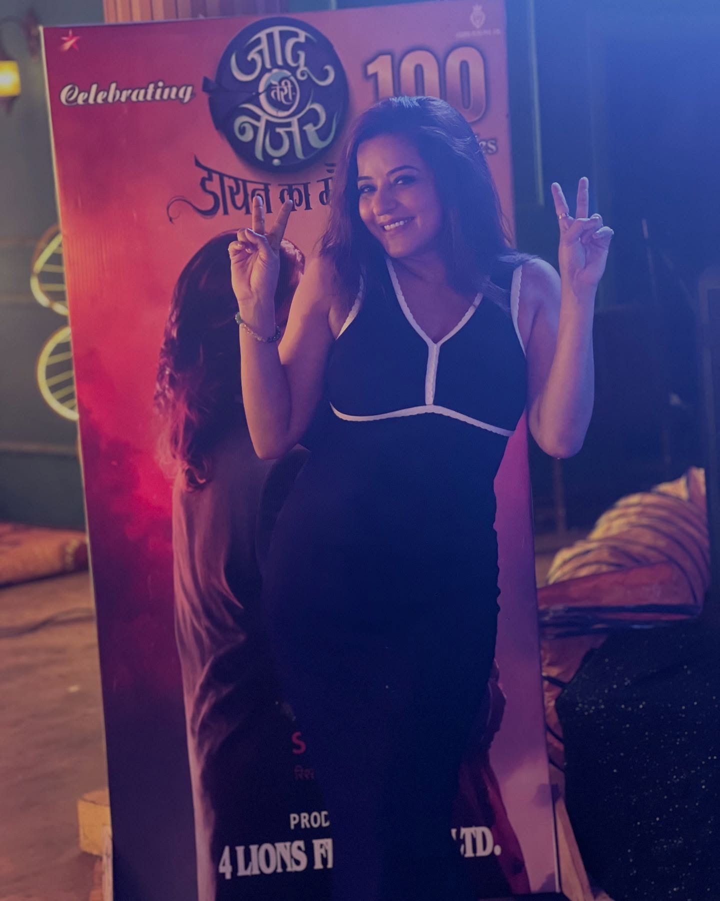 Monalisa Stuns in Black Deep-Neck...