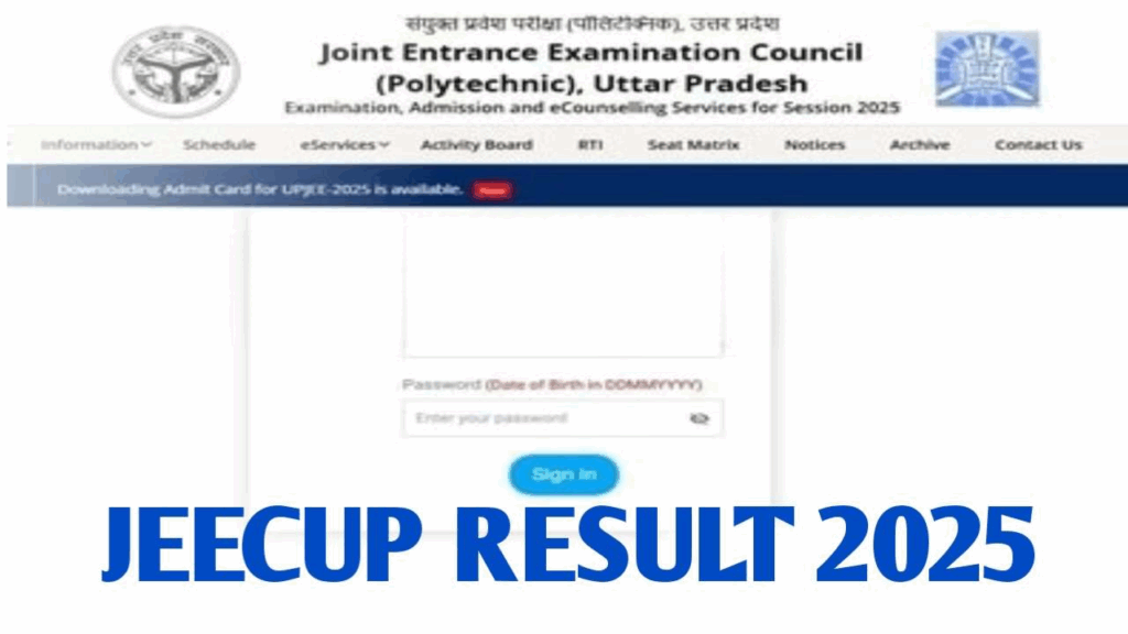 JEECUP Polytechnic Result 2025 : Check Your Scorecard Today at jeecup.admissions.nic.in