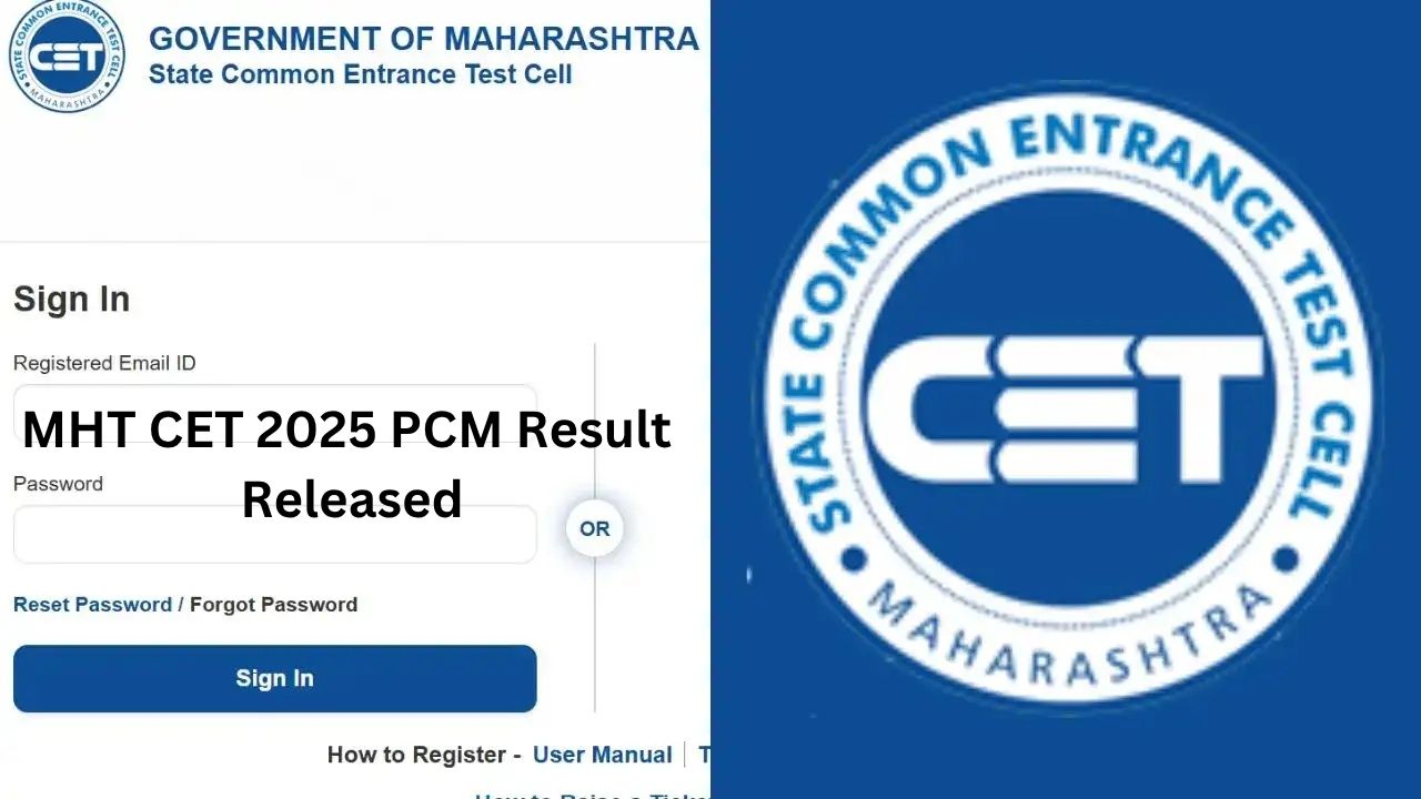 MHT CET 2025 PCM Result...