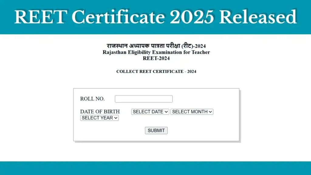 REET Certificate 2025 