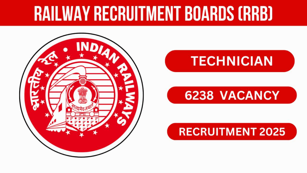 RRB Technician Recruitment 2025 : Registration Begins for 6238 Vacancies, Apply Now at rrbapply.gov.in