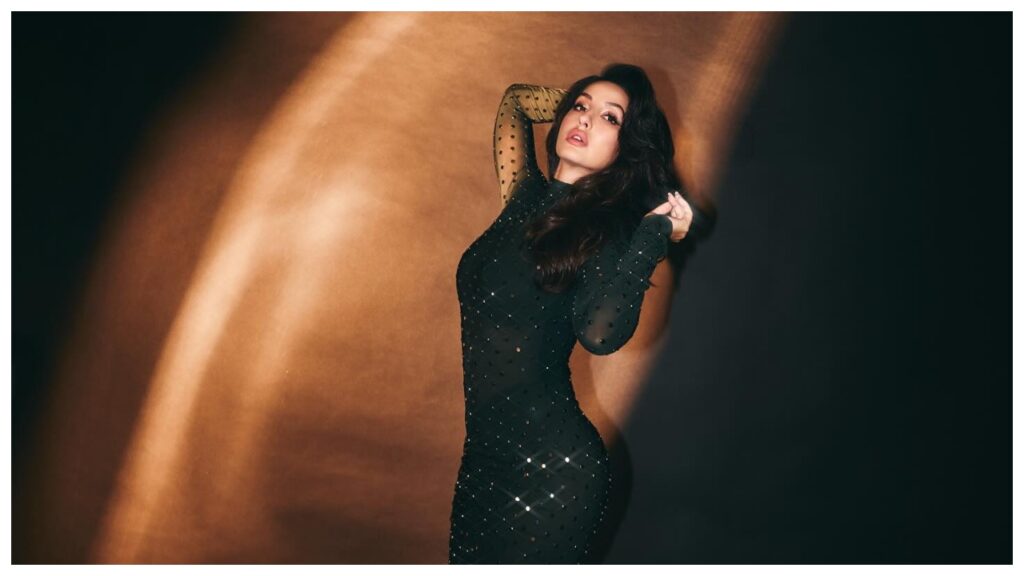 Nora Fatehi’s Gorgeous Look – Actress Flaunt in Perfect Body with Shiny Black Bodycon Dress