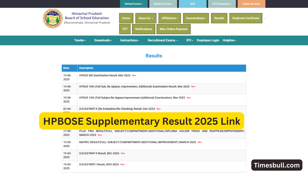 HPBOSE Supplementary Result 2025