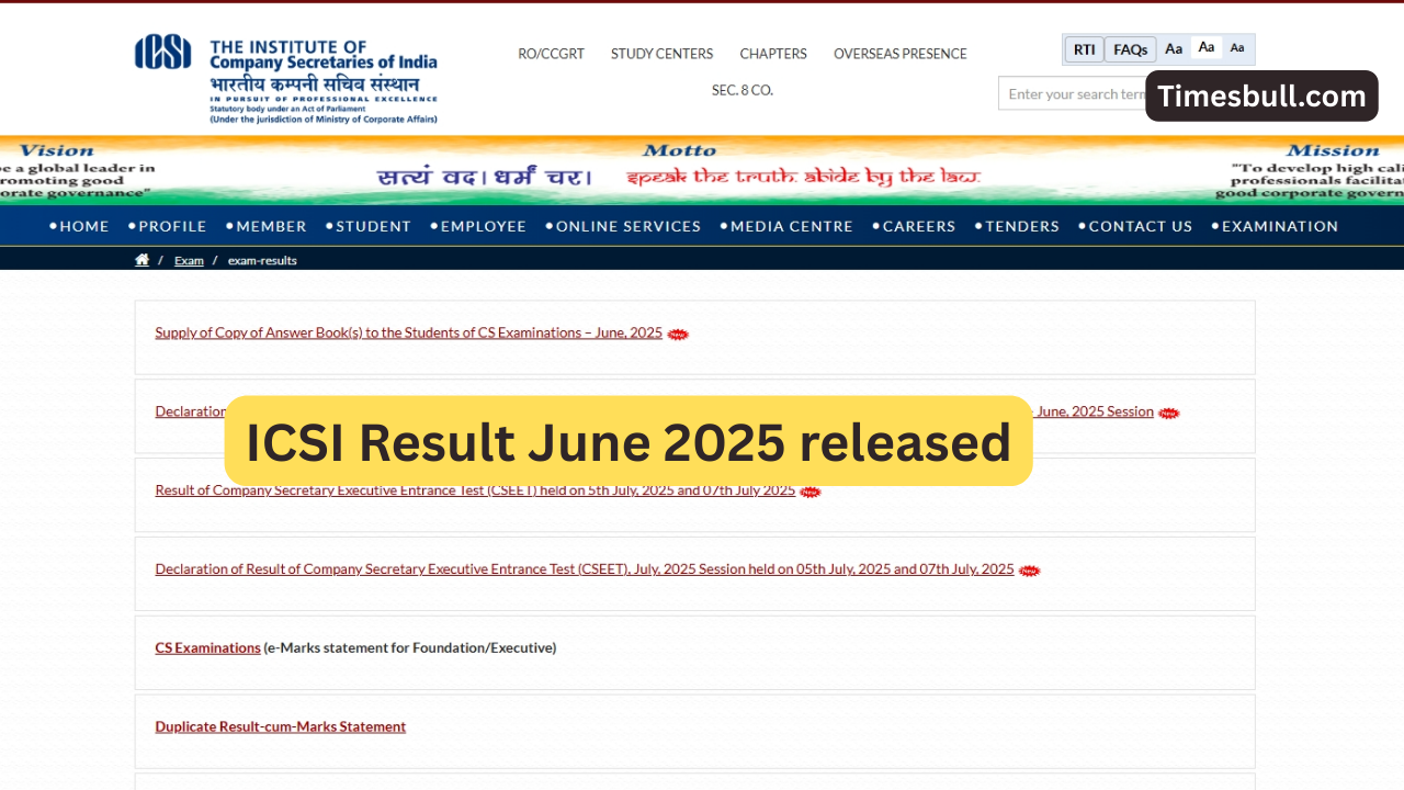 ICSI Result June 2025 released!...