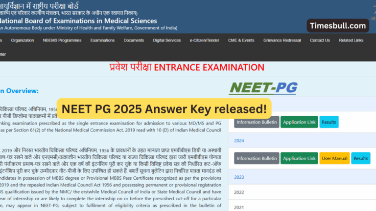 NEET PG 2025 Answer Key released! Download NEET PG Answer Key, Response Sheet at natboard.edu.in