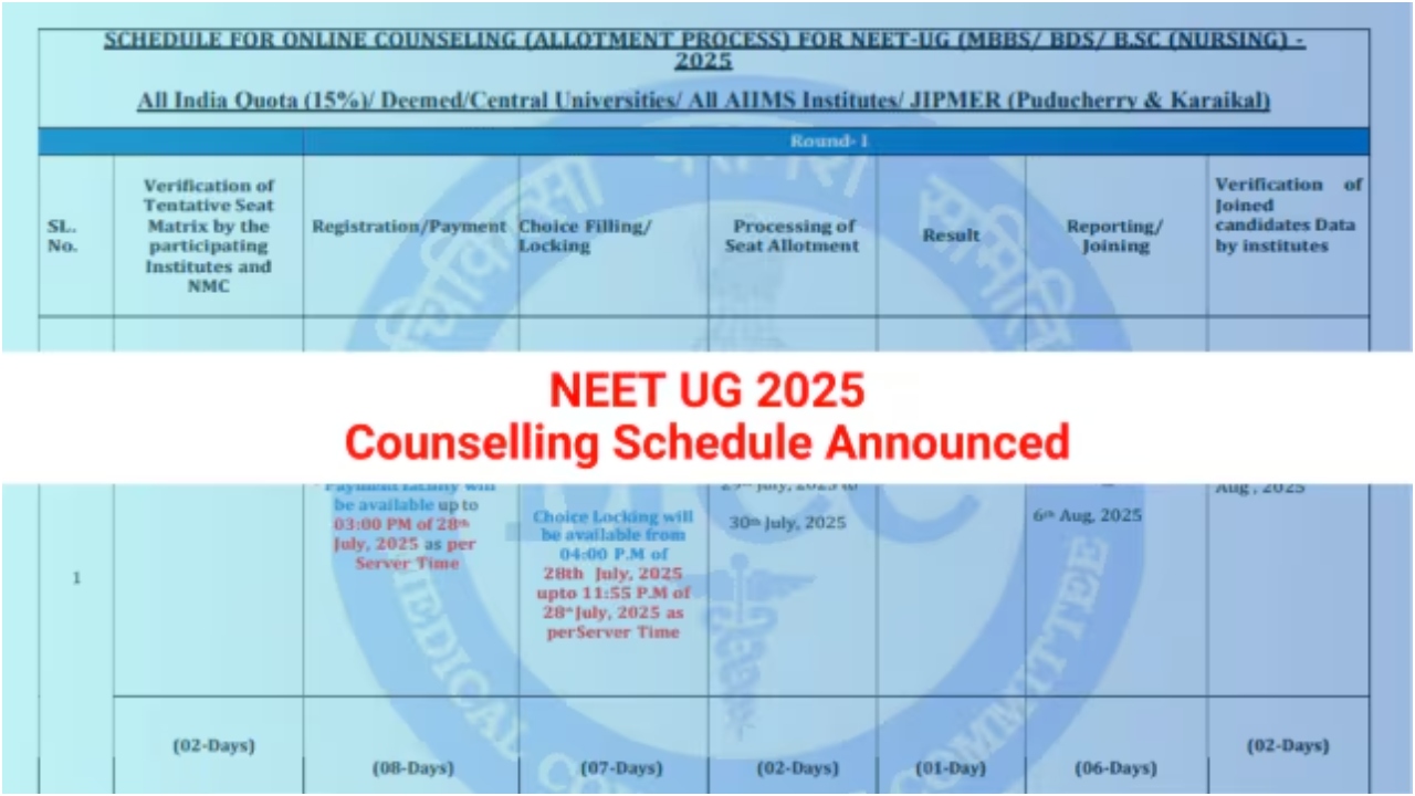 NEET UG Counselling 2025: MCC...
