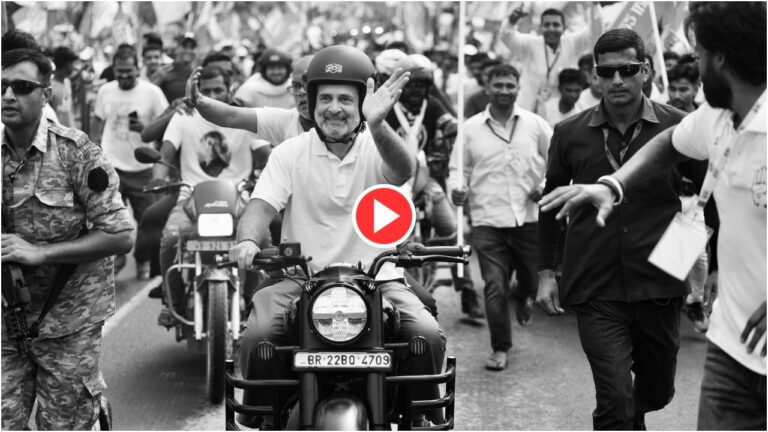 Rahul Gandhi seen on bike during Vote Adhikar Yatra, video goes viral