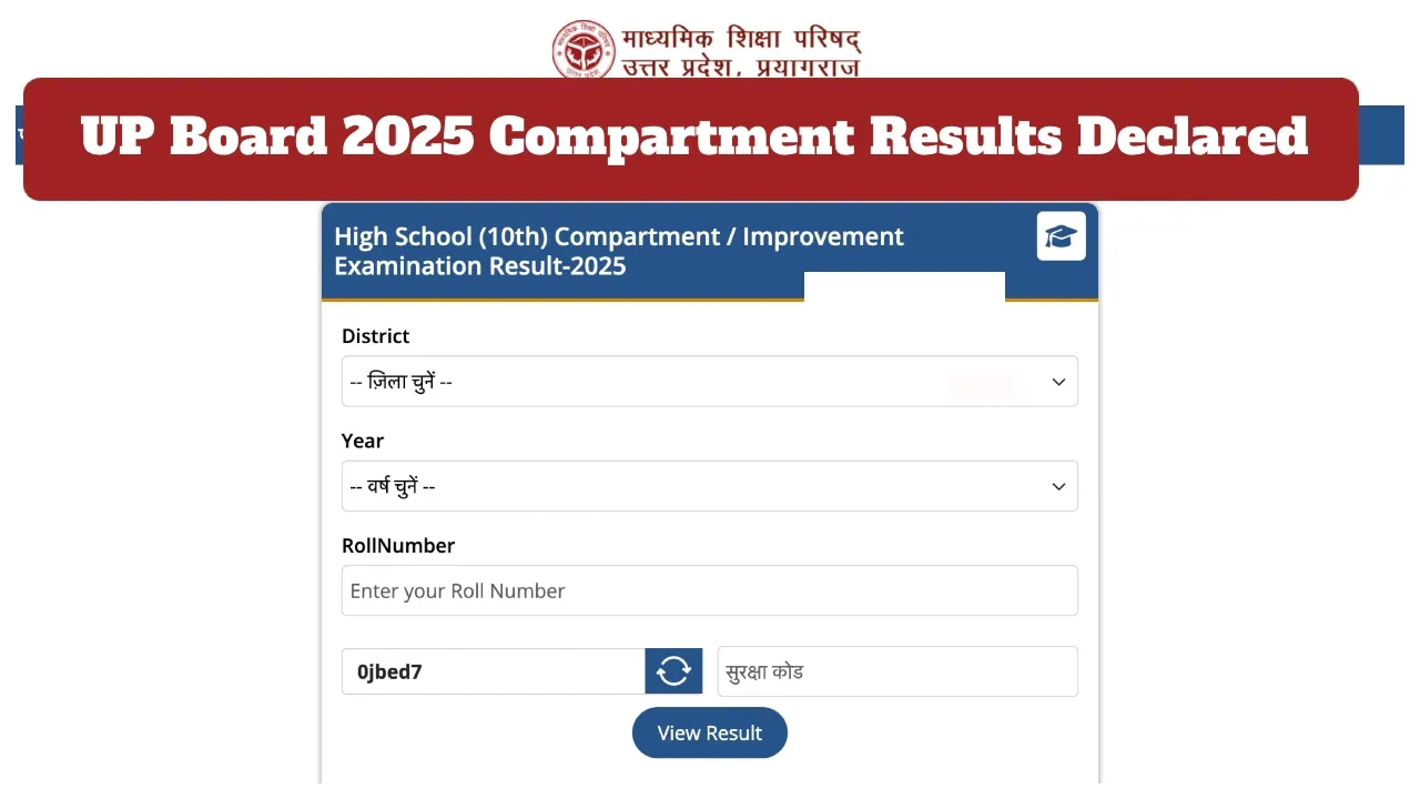 Up Board 2025 Compartment Results Declared