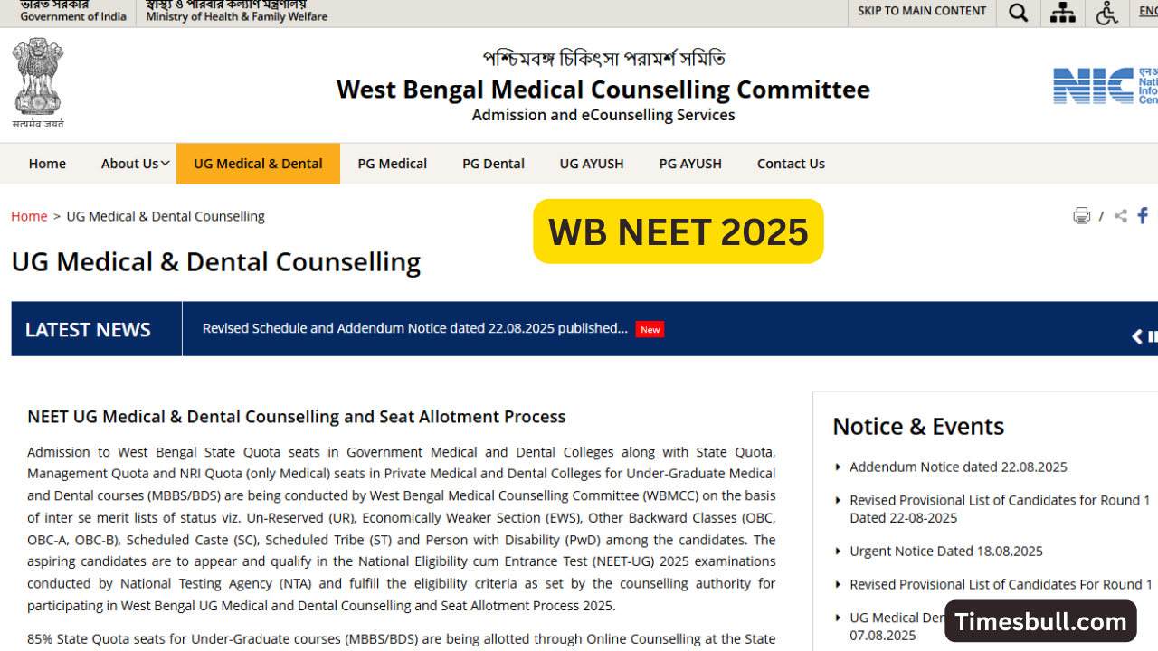 West Bengal NEET seat allotment...
