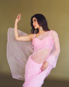 Mouni Roy Glamorous Photoshoot – Actress Stuns in a Gorgeous Baby Pink Saree