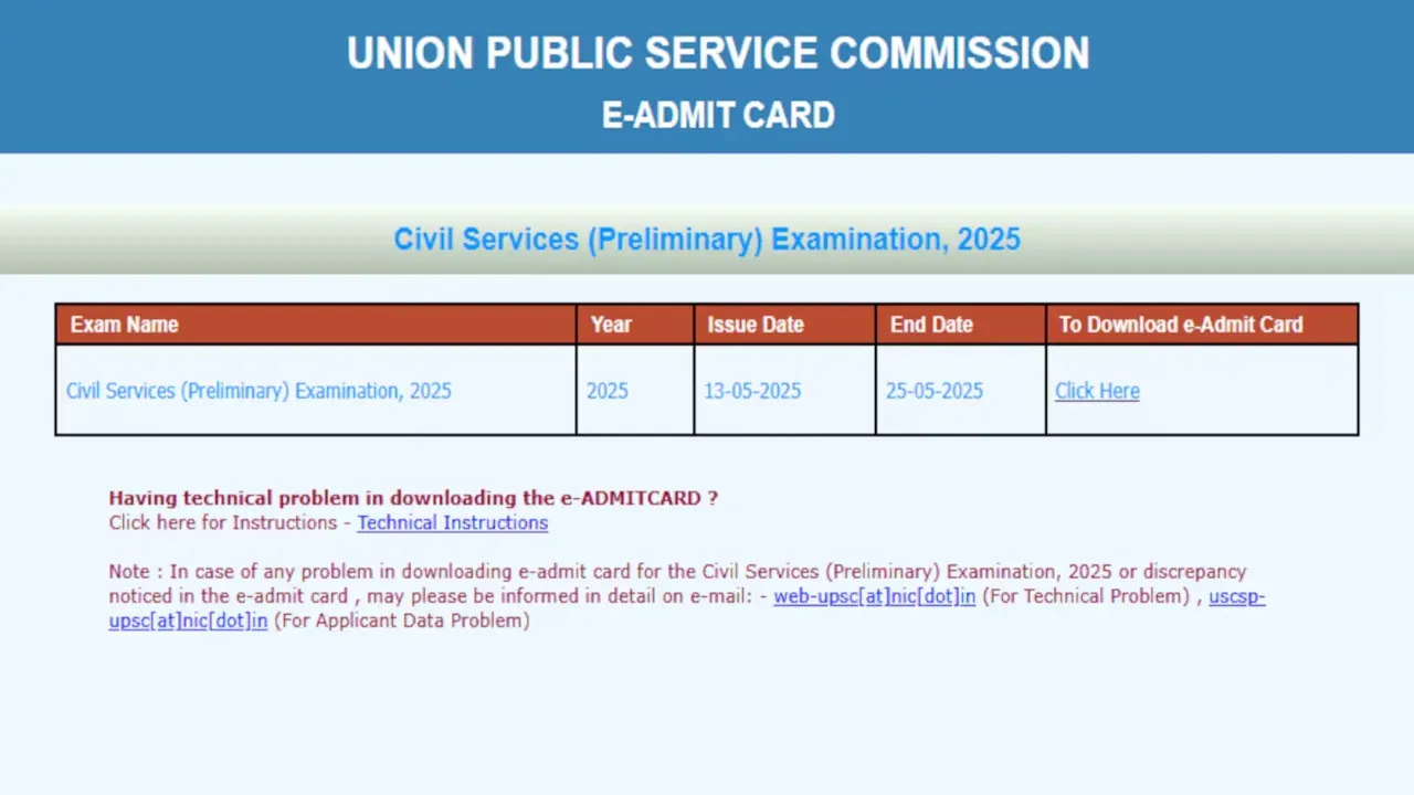 Upsc Cse Mains 2025 Admit Card