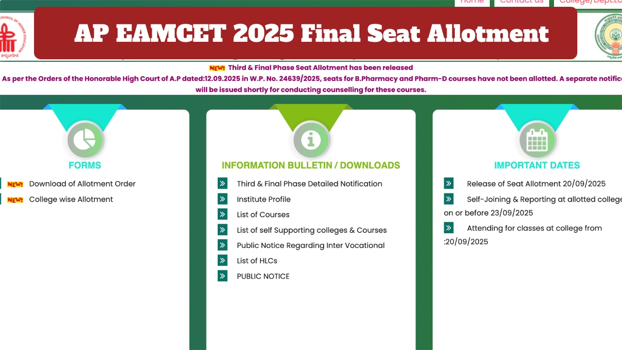 AP EAMCET 2025 Final Seat...