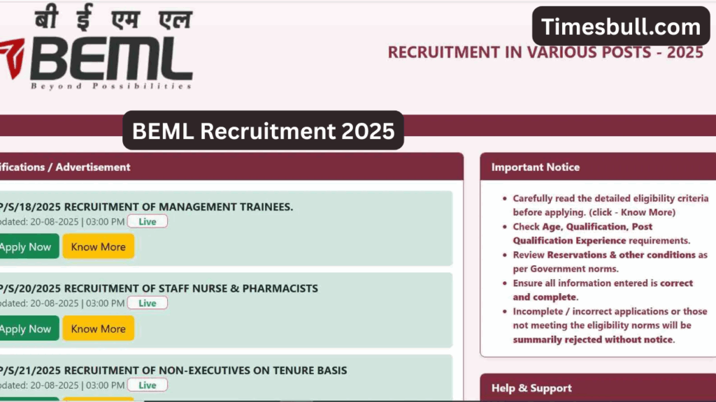 10th Pass Govt Job Alert! BEML Hiring Security & Fire Staff – Apply Now at bemlindia.in