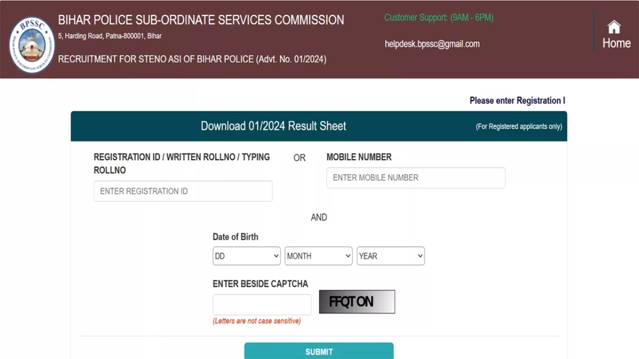 BPSSC Police ASI Steno Marks...