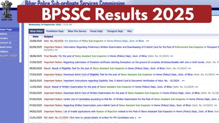BPSSC Results 2025 Declared – Check Score & and Cutoff Marks at bpssc.bihar.gov.in