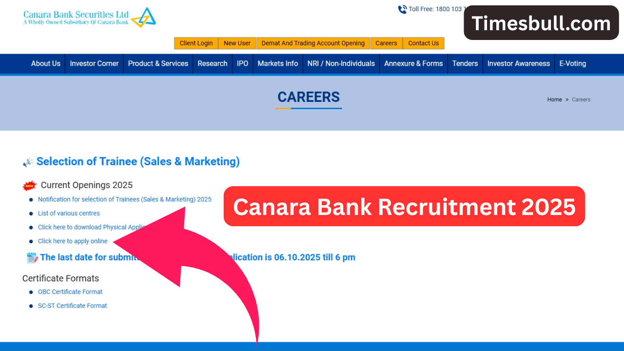 Canara Bank Recruitment 2025: Walk-In/Online...