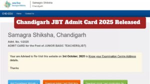 Chandigarh JBT Admit Card 2025 Released for October 5 Exam, Get Direct Link Here