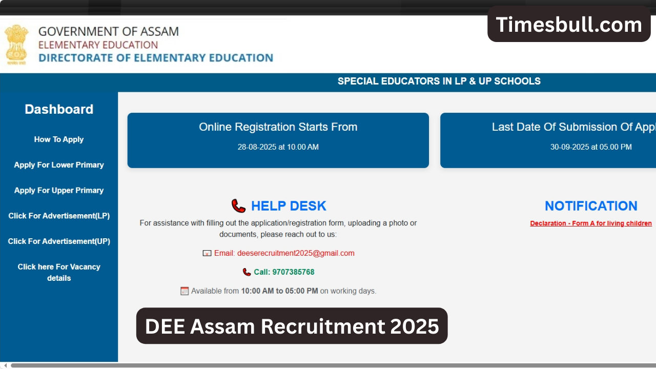 DEE Assam Recruitment 2025 –...