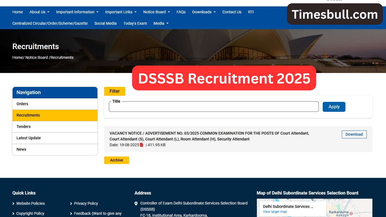 Big Opportunity! DSSSB Recruitment 2025...