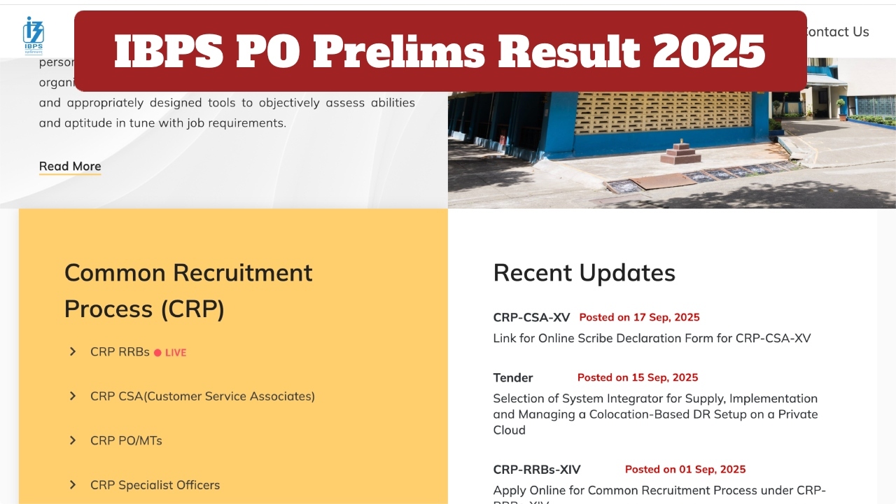 IBPS PO Prelims Result 2025...