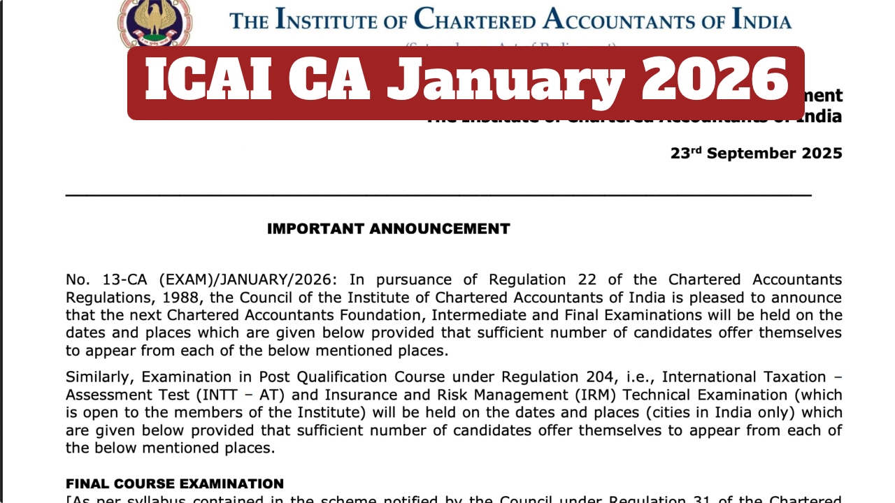 ICAI CA January 2026 –...