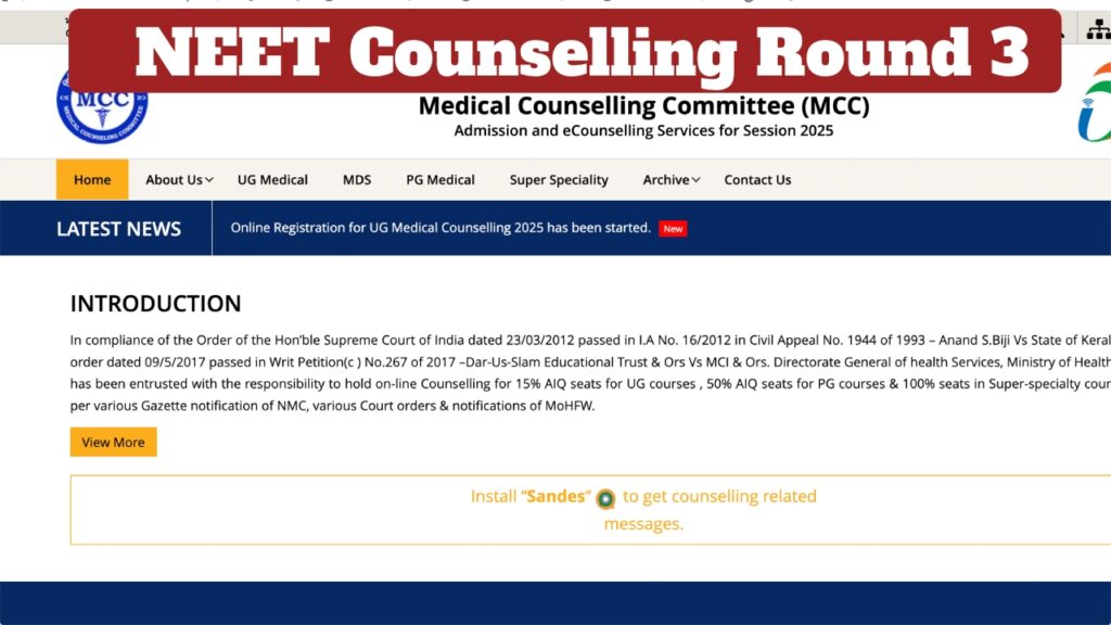 NEET UG Counselling 2025 Round 3 Registration to Begin on September 29, Check Full Schedule