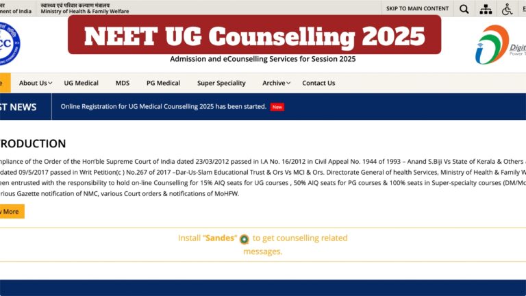 NEET UG Counselling 2025 – Round 3 Registration Begins Today at mcc.nic.in