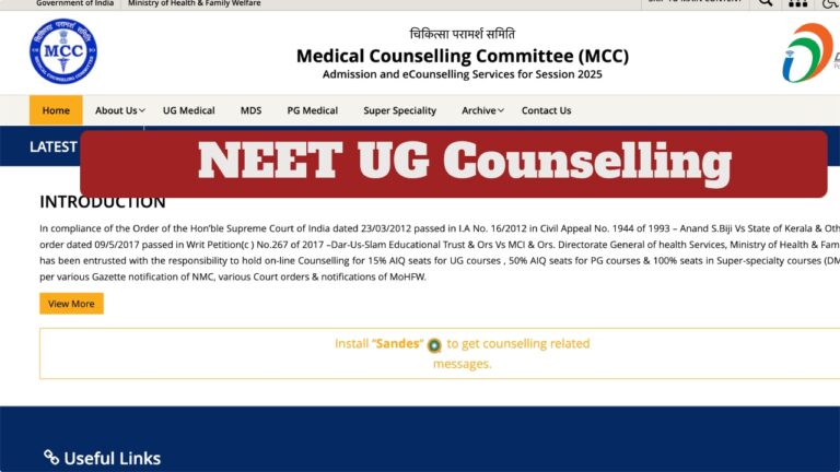 NEET UG Counselling – Round 2 Registration to Begin on September 4 at mcc.nic.in