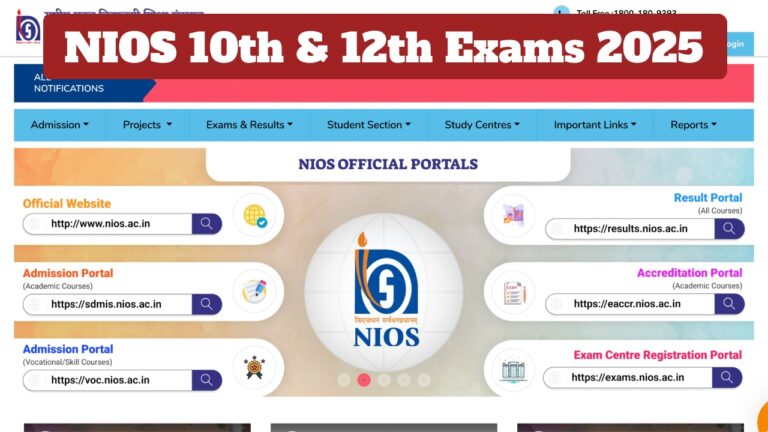NIOS 10th & 12th Exams 2025 Date Sheet Released, Check Full Schedule