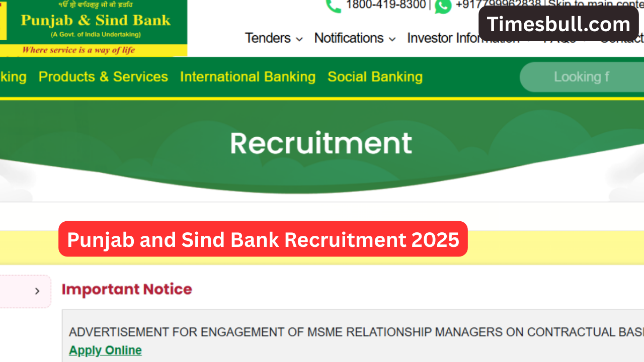 Punjab & Sind Bank Recruitment...