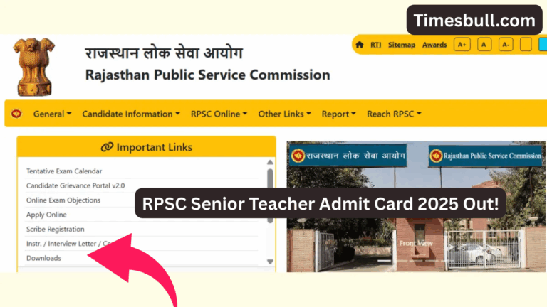 RPSC Senior Teacher Admit Card 2025 Out! Candidate Download at rpsc.rajasthan.gov.in