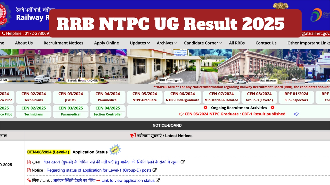 RRB NTPC UG Result 2025...
