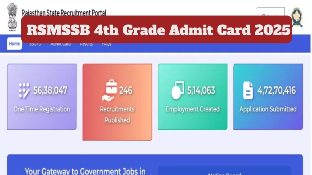 RSMSSB 4th Grade Admit Card 2025 – How to Download Hall Tickets at recruitment.rajasthan.gov.in