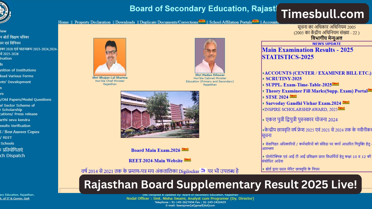 Rajasthan Board Supplementary Result