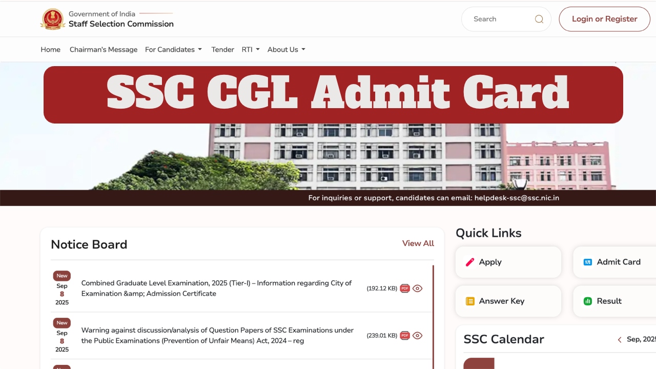 SSC CGL Admit Card