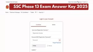 SSC Phase 13 Exam Answer Key 2025 Released Direct Link to Download at ssc.gov.in