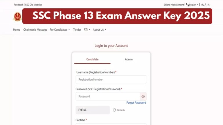 SSC Phase 13 Exam Answer Key 2025 Released Direct Link to Download at ssc.gov.in